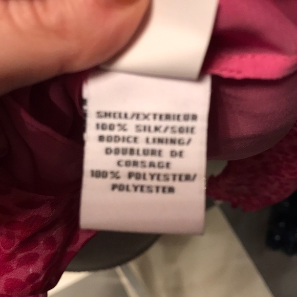 DVF Silk Fuschia Rose Petal Print Blouse - Picture 8 of 8